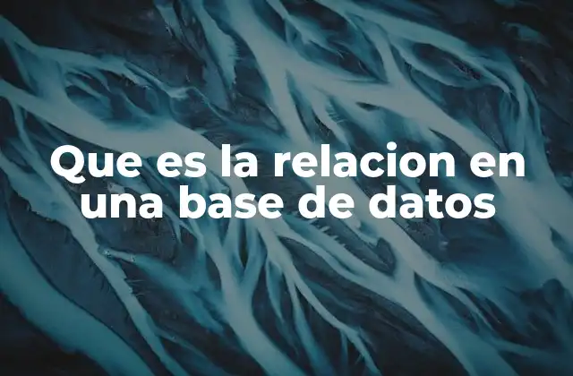 Que es la Relacion en una Base de Datos