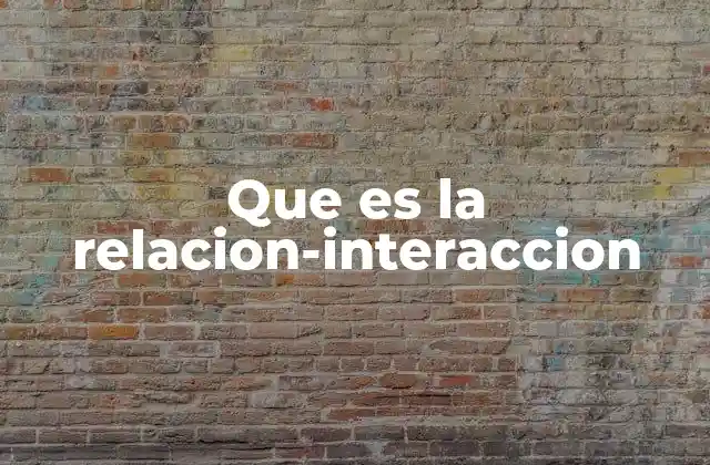 Que es la Relacion-interaccion