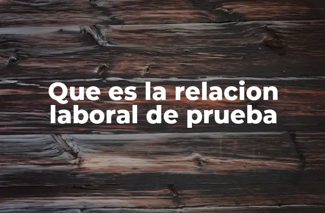 Que es la Relacion Laboral de Prueba