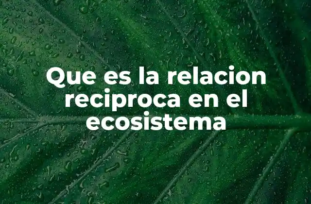 Que es la Relacion Reciproca en el Ecosistema