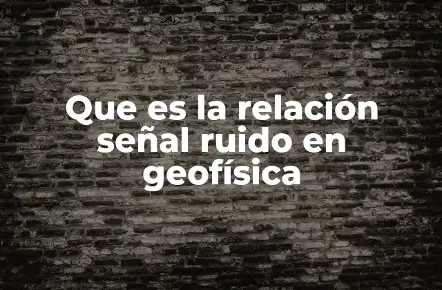 Que es la Relación Señal Ruido en Geofísica