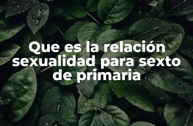 Que es la Relación Sexualidad para Sexto de Primaria