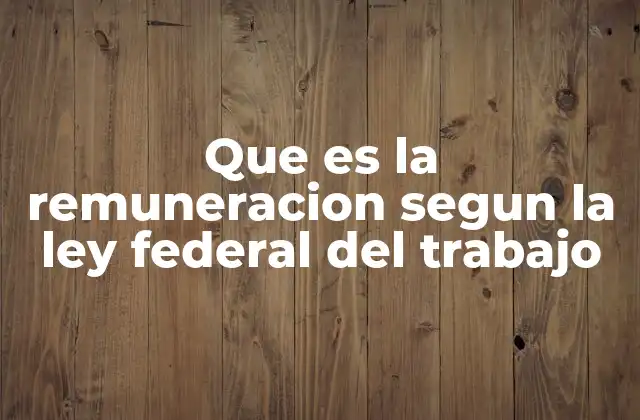 Que es la Remuneracion Segun la Ley Federal Del Trabajo