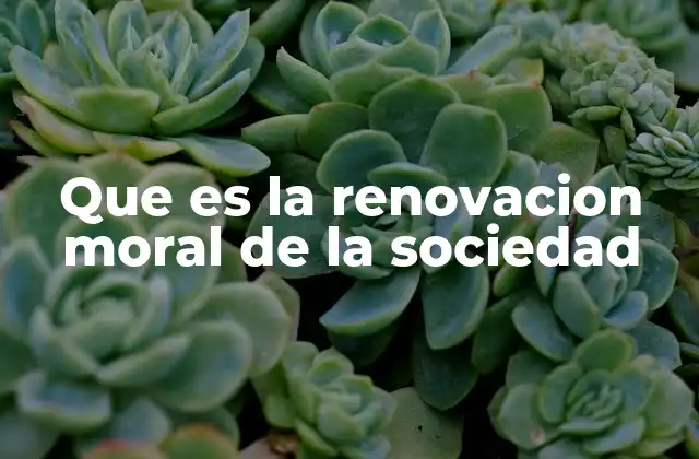 Que es la Renovacion Moral de la Sociedad