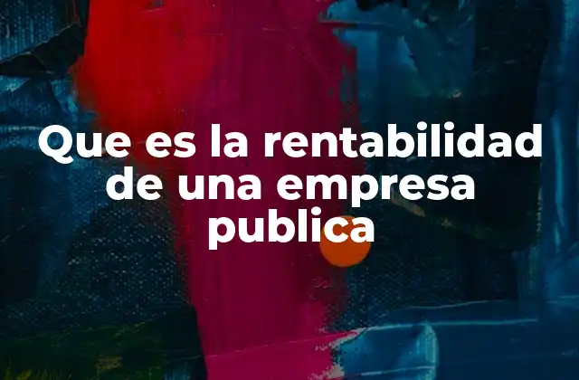 Que es la Rentabilidad de una Empresa Publica
