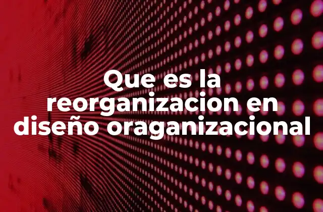 Que es la Reorganizacion en Diseño Oraganizacional