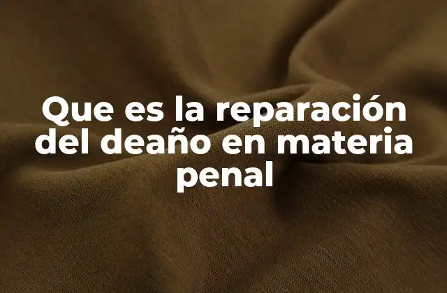 Que es la Reparación Del Deaño en Materia Penal