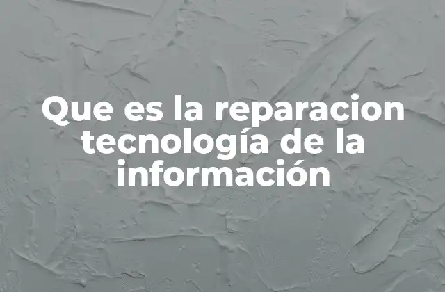 Que es la Reparacion Tecnología de la Información