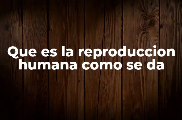 Que es la Reproduccion Humana como Se Da