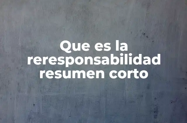 Que es la Reresponsabilidad Resumen Corto
