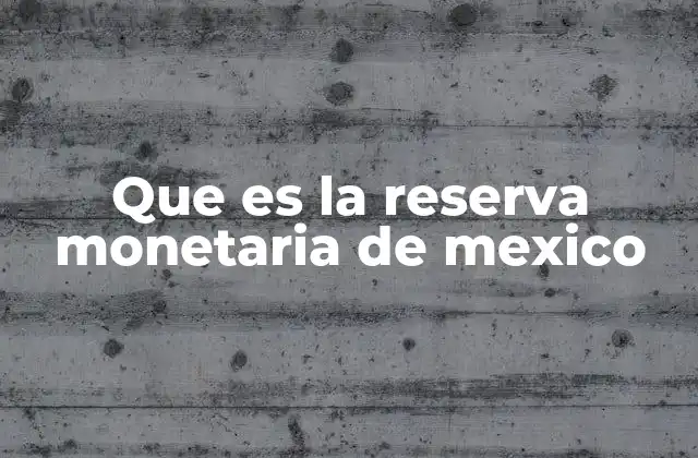 Que es la Reserva Monetaria de Mexico