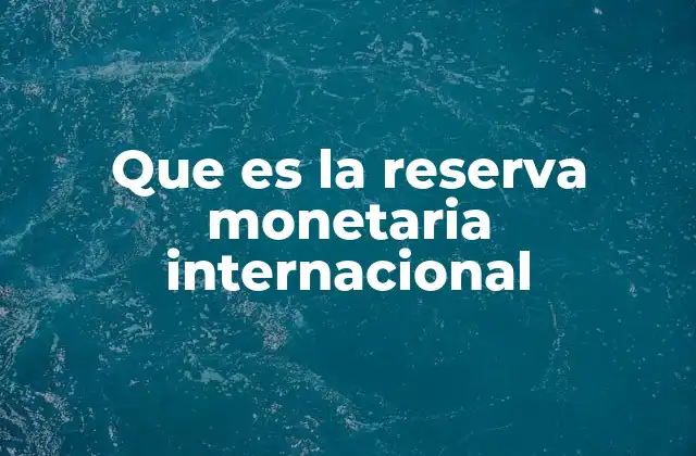 Que es la Reserva Monetaria Internacional