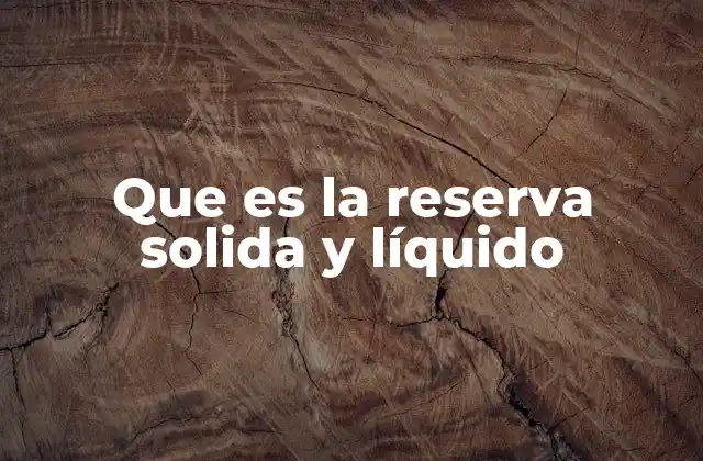 Que es la Reserva Solida y Líquido 2 El papel de la reserva sólida y líquido en la gestión financiera
