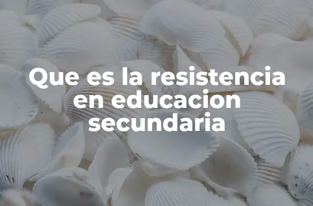 Que es la Resistencia en Educacion Secundaria