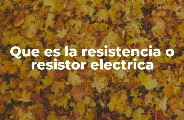 Que es la Resistencia o Resistor Electrica