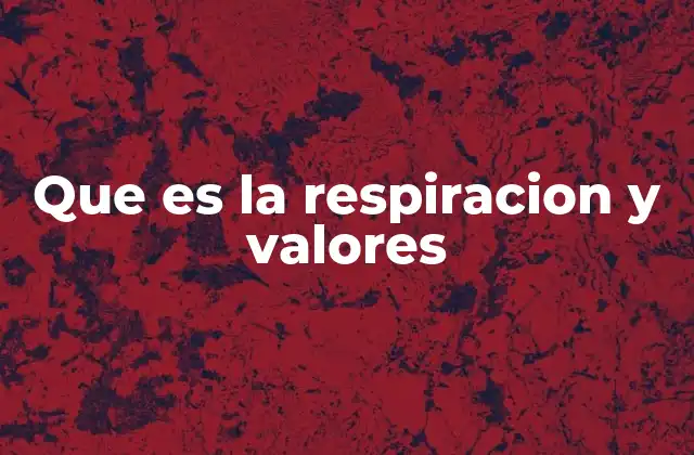 Que es la Respiracion y Valores