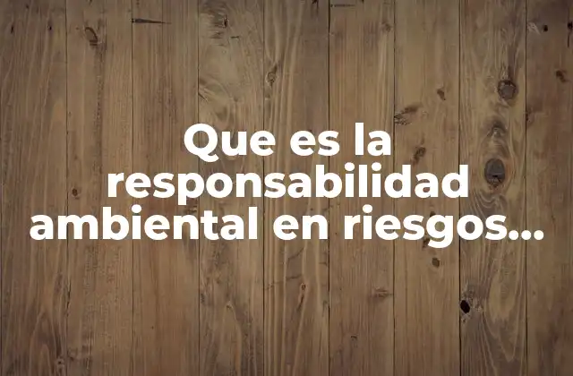 Que es la Responsabilidad Ambiental en Riesgos Laborales