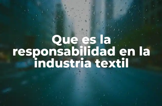 Que es la Responsabilidad en la Industria Textil