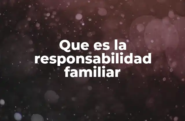 Que es la Responsabilidad Familiar