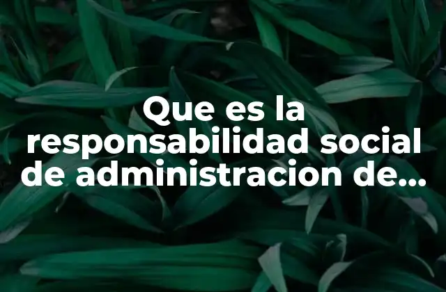 Que es la Responsabilidad Social de Administracion de Empresas