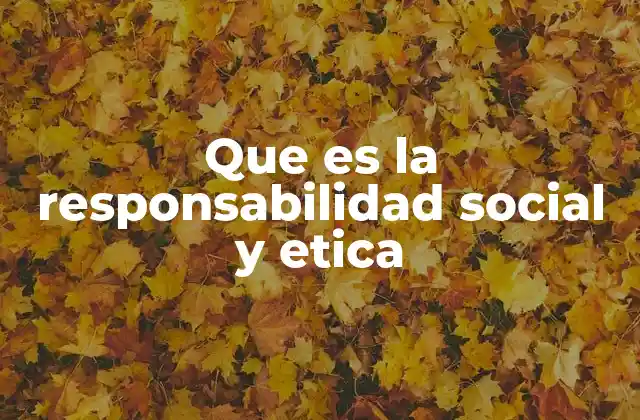 Que es la Responsabilidad Social y Etica