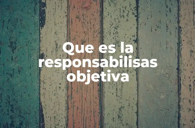 Que es la Responsabilisas Objetiva