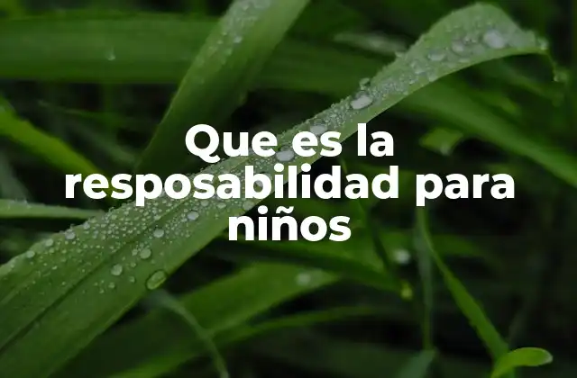 Que es la Resposabilidad para Niños