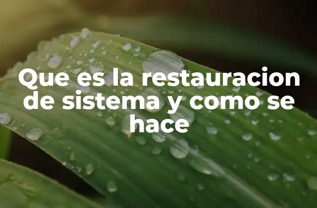 Que es la Restauracion de Sistema y como Se Hace