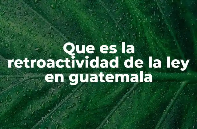 Que es la Retroactividad de la Ley en Guatemala