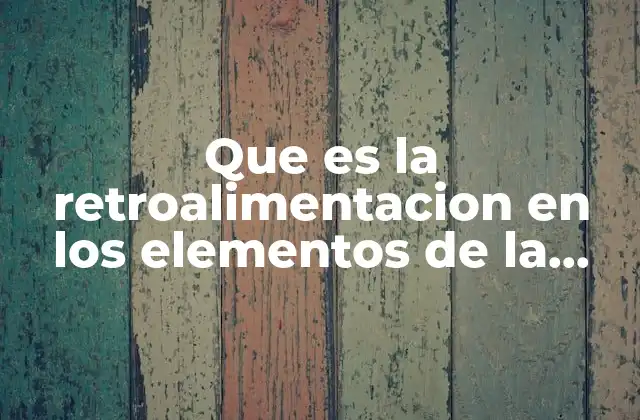 Que es la Retroalimentacion en los Elementos de la Comunicación