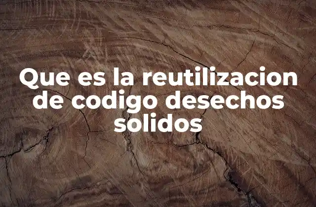 Que es la Reutilizacion de Codigo Desechos Solidos