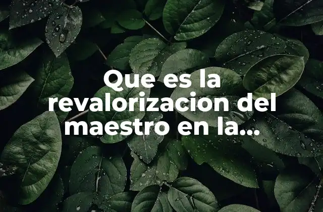 Que es la Revalorizacion Del Maestro en la Modernizacion Educativa