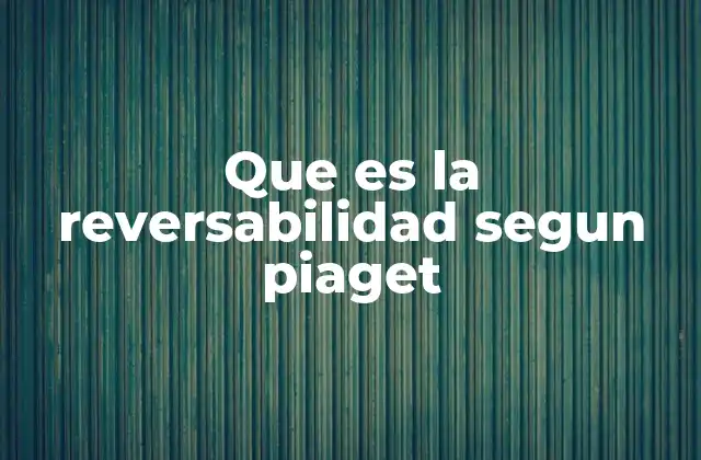 Que es la Reversabilidad Segun Piaget