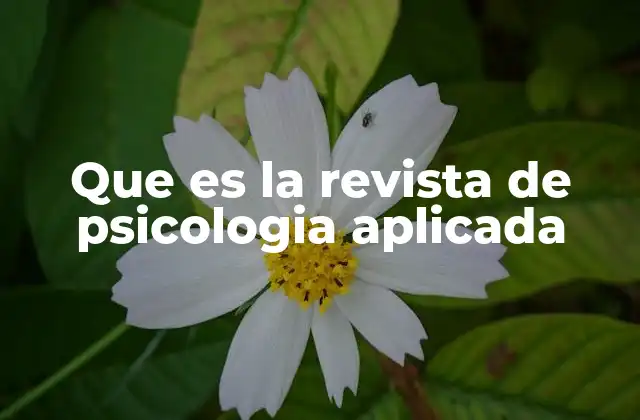 Que es la Revista de Psicologia Aplicada
