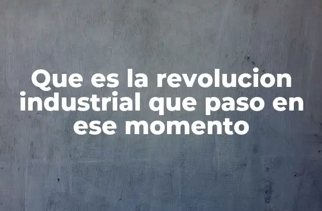 Que es la Revolucion Industrial que Paso en Ese Momento