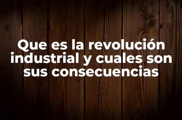 Que es la Revolución Industrial y Cuales Son Sus Consecuencias