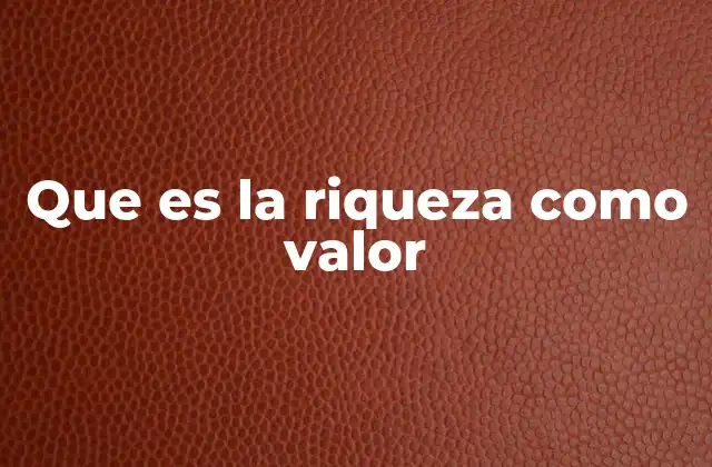 Que es la Riqueza como Valor