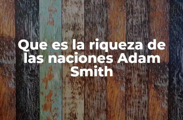 Que es la Riqueza de las Naciones Adam Smith