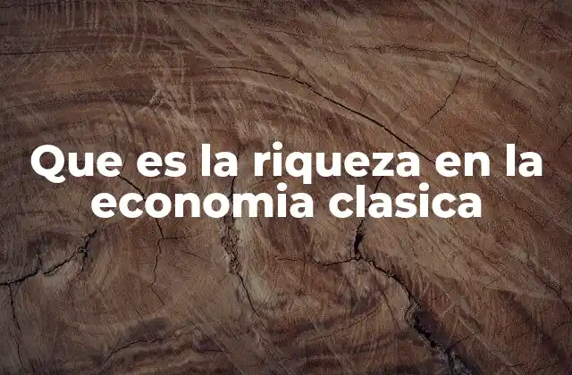 Que es la Riqueza en la Economia Clasica
