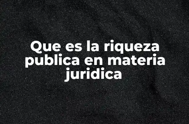 Que es la Riqueza Publica en Materia Juridica