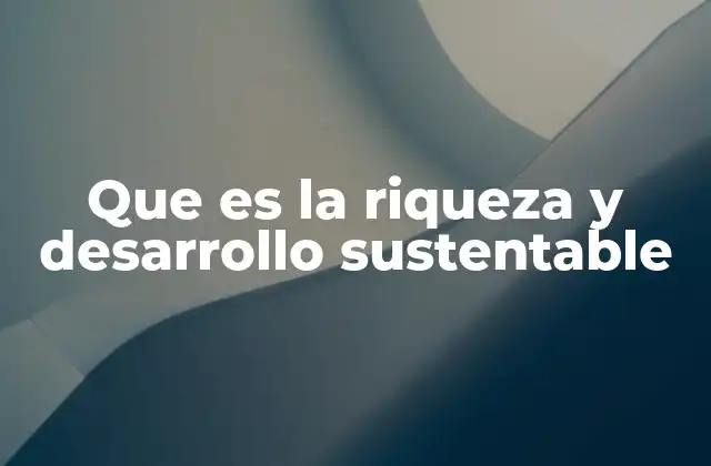 Que es la Riqueza y Desarrollo Sustentable