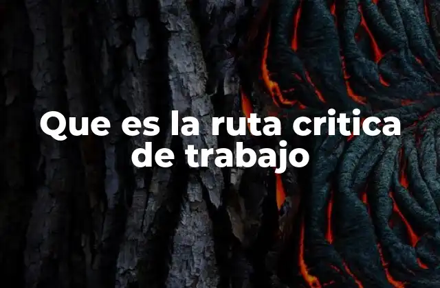 Que es la Ruta Critica de Trabajo