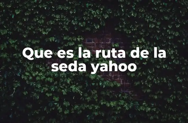 Que es la Ruta de la Seda Yahoo