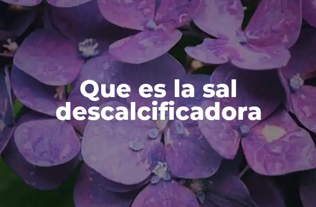 Que es la Sal Descalcificadora