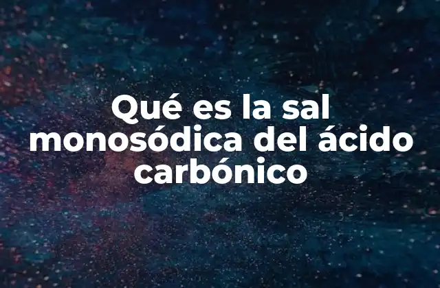 Qué es la Sal Monosódica Del Ácido Carbónico