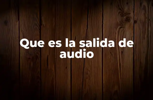 Que es la Salida de Audio