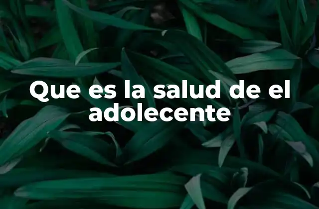 Que es la Salud de el Adolecente