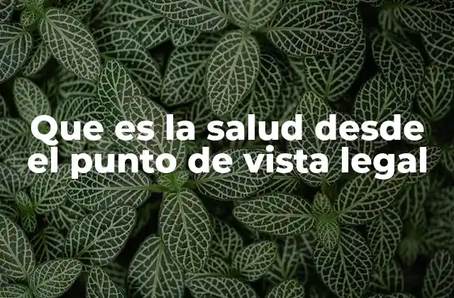 Que es la Salud desde el Punto de Vista Legal