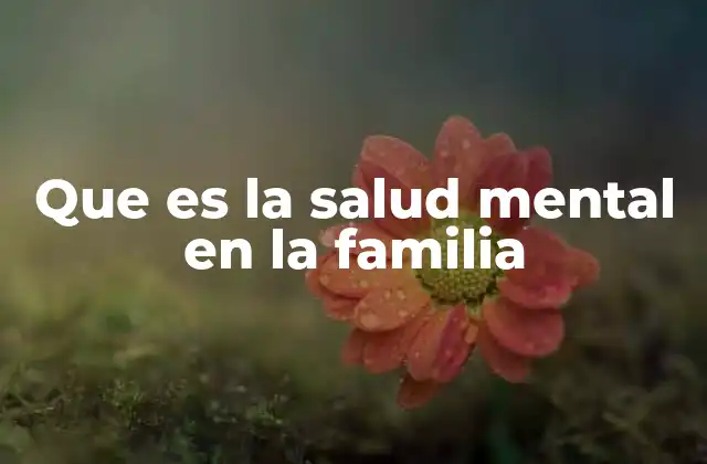 Que es la Salud Mental en la Familia