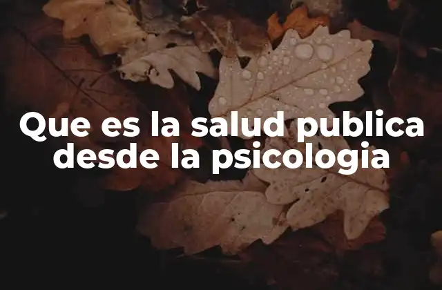 Que es la Salud Publica desde la Psicologia